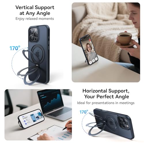 Image of for iPhone 16 Pro Max Case 360Spin Magnetic Stand, Fit for MagSafe, Shockproof of Military-Grade Protection, Magnetic Phone Case for iPhone 16 Pro Max with Kickstand Rotatable 6.9 inch, Black