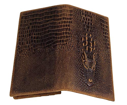 ALAKA 3D Alligator Pattern Genuine Leather Mens Wallets3