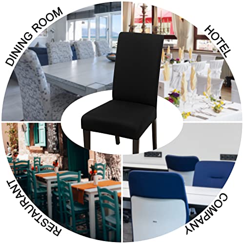 Jqinhome 6 Pcs Dining Chair Slipcover,High Stretch Removable Washable Chair Seat Protector Cover For Home Party Hotel Wedding Ceremony (Black) #TOP7
