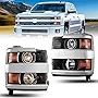 ROXX Headlights Assembly for 2015 2016 2017 2018 2019 Chevy Silverado 2500 3500, Headlights Replacements with High Low Beam, DRL, Amber Reflector LED Headlamps, Driver & Passenger Side (Chrome)