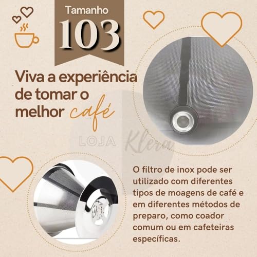 Coador Filtro de Café Reutilizável em Aço Inoxidável 103 - Dupla Camada, Sustentável e Lavável