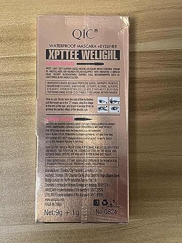 2 in 1 Mascara de Pestañas 4D Waterproof, con Fibras de Seda, Máscara de Larga Duración para Definición y Volumen + Delineador líquido de ojos a prueba de agua, negro