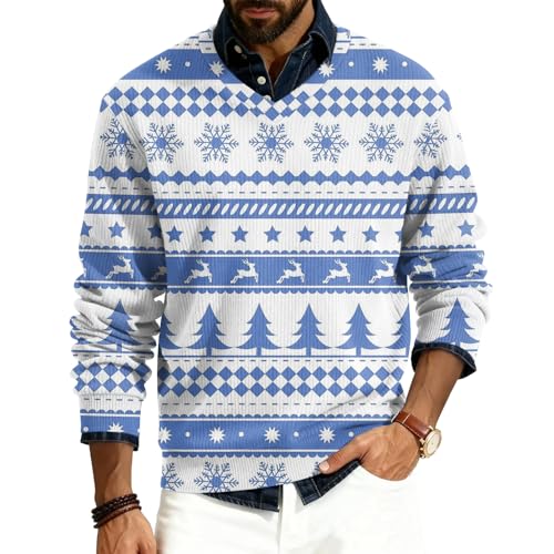 Generisch Tshirt Herren Pullover Schwarz Ugly Christmas Sweater Wintermode Grün Herrenmode Angebote Plovers Elegant Weihnachtspullover Blau XL