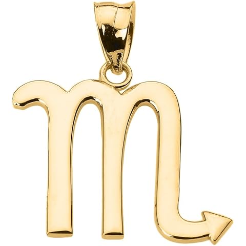 10K Yellow Gold Scorpio Zodiac Astrological Sign Charm Personalized Pendant