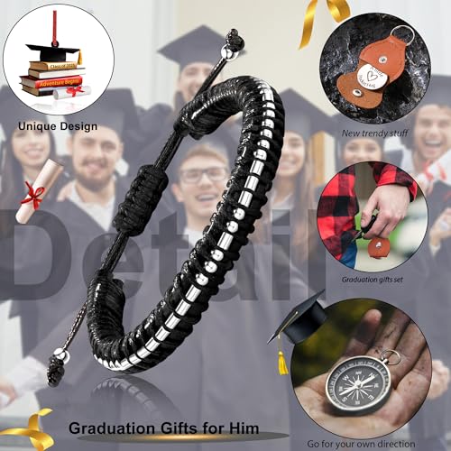 Inspirational Gifts for Men Morse Code Bracelets Mens Bracelets Graduation Gifts for Him Fathers Day Adjustable Leather Bracelet Motivational Birthday Annivesary Jewelry Stocking Stuffers for Men