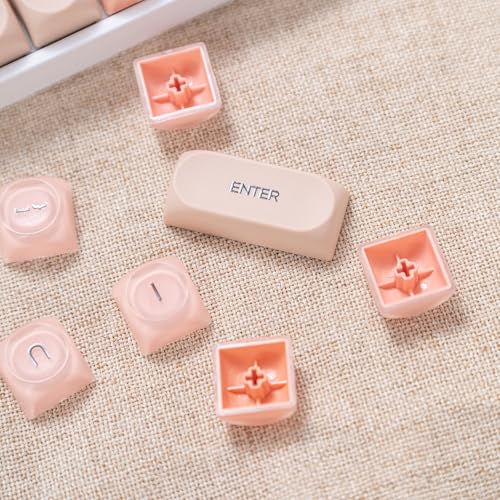 Image of Guffercty kred HOA Profile Keycaps Set 132 PCS - PBT Cute Keycaps 75 Percent Compatible with Cherry MX Switch 60% 65% 75% 100% Mechanical Keyboards for Gaming & Office (Beige Liquid Foundation)