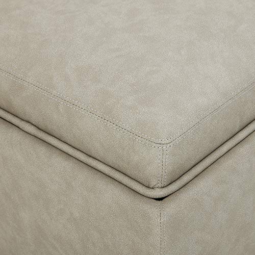 CHITA Storage Ottoman Cube with Tray Lid, Small Footstool with Storage, Square End Table for Living Room and Bedroom, Faux Leather in Stone Gray by CHITA - Image 7