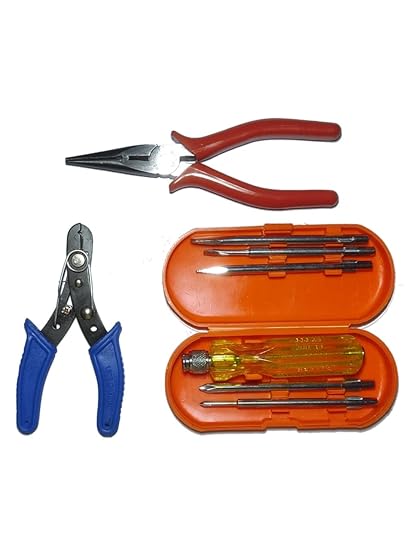 PERFECT TECH SET OF 3 PCS 5 INCH HEAD SCREW DRIVER SET WITH NEON TESTER | WIRE CUTTER 5 INCH NOSE PLIER 6 INCH (SET OF 3)