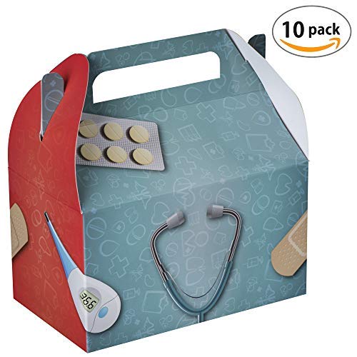 Hammont Paper Treat Boxes - (10 Pack) - Party Favors Treat Container Cookie Boxes Cute Designs Perfect for Parties and Celebrations 6.25" x 3.75" x 3.5" (Doctor/Nurse) - Thumbnail 5