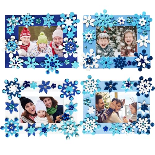 24 Pack Winter Picture Frames Craft Kits, Winter Snowflake Diy