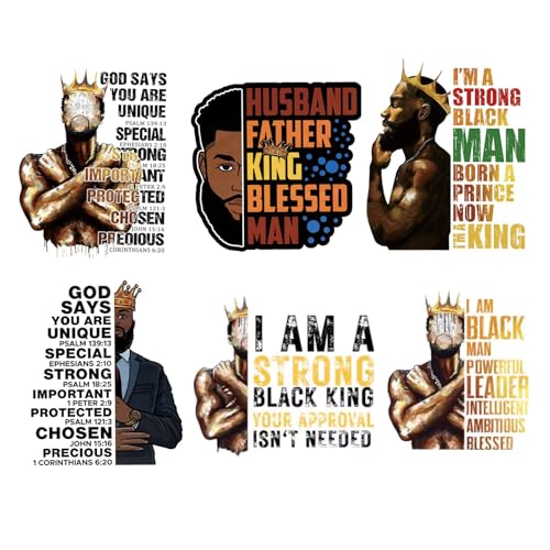 6 Sheets Large Sizes Iron on Decals Black Man Iron on