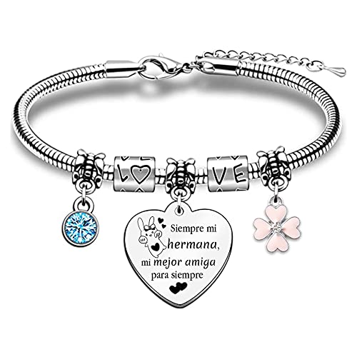 Hermana Pulsera Apreciar Regalo Cumpleaños Mujeres Divertidas Siempre Mi Hermana Mi Amiga Graduación Inspiradora Acompañar joyería de Recuerdo Navidad Día Familia Presente Brazalete Flores Rosas