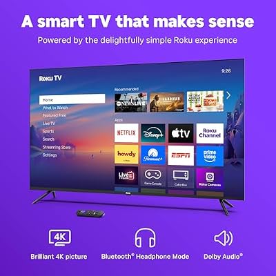 Roku Smart TV 55-Inch Select Series, 4K HDR TV Roku TV with Enhanced Voice Remote Flat Screen LED Television with Wi-Fi for Streaming Live Local News, Sports, Family Entertainment