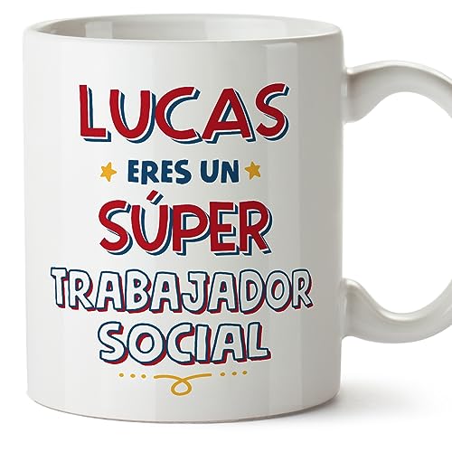 MUGFFINS Tazas Personalizadas para TRABAJADOR SOCIAL hombre - En Español - Eres Súper - 11 oz / 330 ml - Regalo Personalizable original y divertido