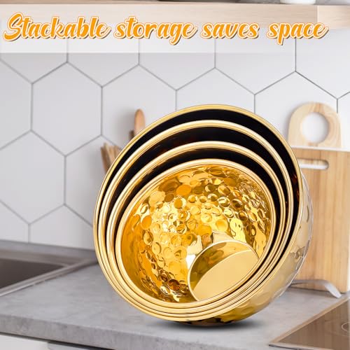 Set de 4 tazones dorados de acero inoxidable para mezclar miniatura 6