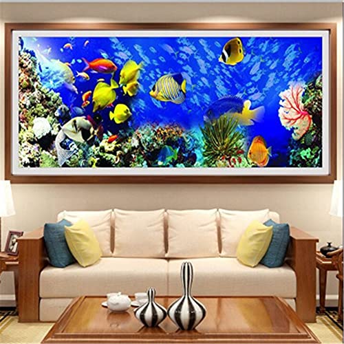 DIY 5D peinture diamant broderie Kits pour adultes/enfants Monde sous marin point de croix cristal strass Complet Diamond Art painting pour la décor murale à la maison Round drill,30x60cm