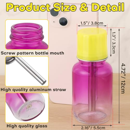 Noverlife 4Oz / 120ml Acetone Pump Dispenser with Cover, Alcohol Pump Dispenser Bottle Acetone Bottle Dispenser, Glass Push Down Pump Dispenser Nail Alcohol Bottle for Makeup Remover - Gradient Purple2