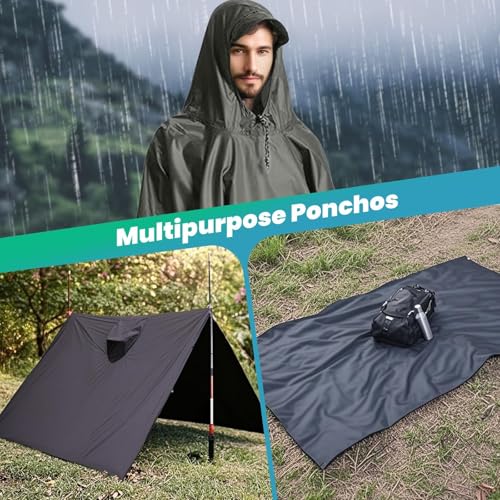 Stynice Leicht Wasserdicht Regenponcho Herren & Damen - Mehrzweck Regenjacke Outdoor mit Kapuze Faltbare Tasche für Camping Wandern Hikking - Atmungsaktive 3in1 Regencape