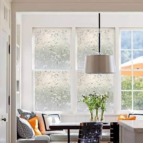 Image of LEMON CLOUD Window Film, Decorative Window Privacy Film, 3D Stained Glass Window Sticker,Anti-UV Sun Blocker Heat Control for Home(Rainbow Tulip Design,11.8 x 78.7 inches)