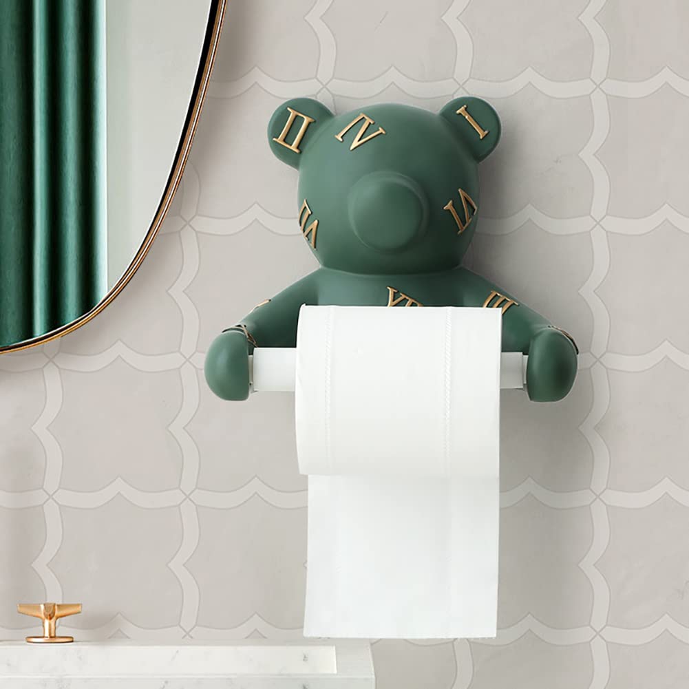 JKMQA Cartoon Modern Bear Toilet Tissue Paper Holder Tissue Box Retractable Wall Rack Toilet Paper Holder Towel Rack Bedroom Bathroom Roll Holder