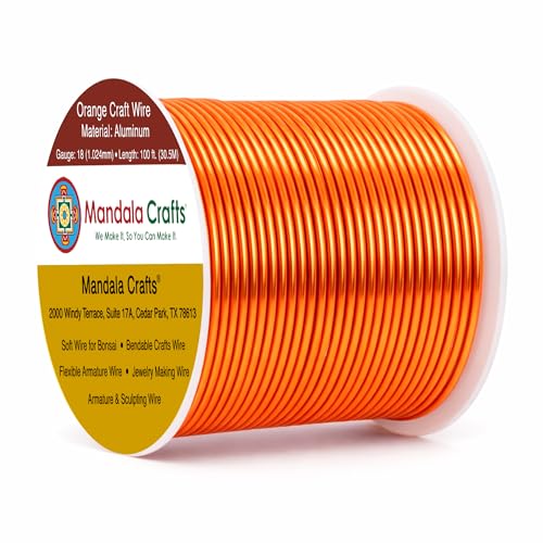 Image of Mandala Crafts 18 Gauge Orange Anodized Aluminum Craft Wire, 100 FT | Colored, Flexible, Bendable, for Bonsai, Armature, Sculpting, Wire Wrapping, Jewelry Making, Weather & Tarnish Resistant