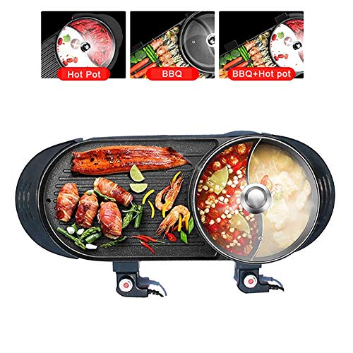 Tischgrill BBQ Raclette Grill 10 Personen Grillplatte Tischgrill Elektrogrill Party Grill Verstellbarer Thermostat 1350W+1350W