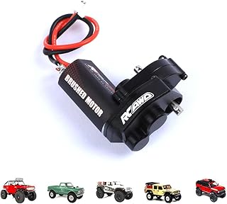 RCAWD Upgraded 55T Carbon Brush 050 Motor Alum Center Gear Case Transmission Assembled w/Steel Gears for Axial SCX24 Wrangler Bronco Gladiator C10 Deadbolt AX24 XC-1 4WS Upgrade Parts (Black)
