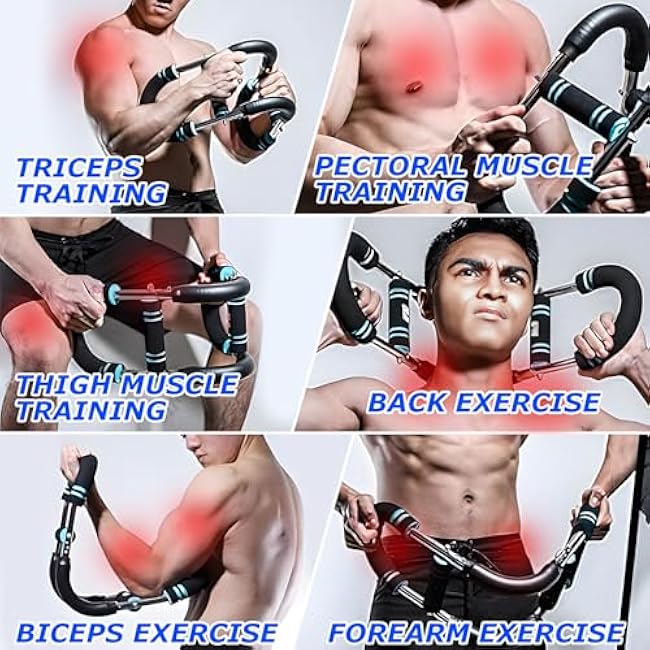 Twister Arm Trainer, 60-100lb Adjustable Chest Workout Equipment, Portable Power Twister Bar, Detachable Design, Arm Trainer for Men, Chest Trainer for Men, Shoulder Muscle Training, Fitness Anywhere