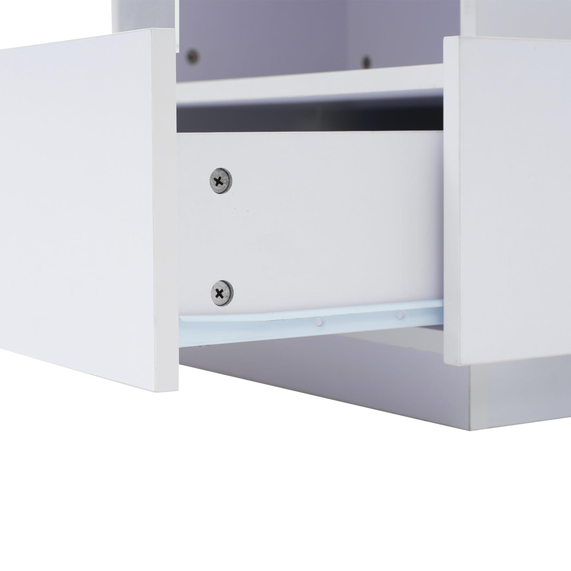 SACOOL Mesa de centro LED de 70 x 70 x 41 cm con 2 cajones y área de presentación transparente. Soporta hasta 30 kg, ideal para salas de estar elegantes