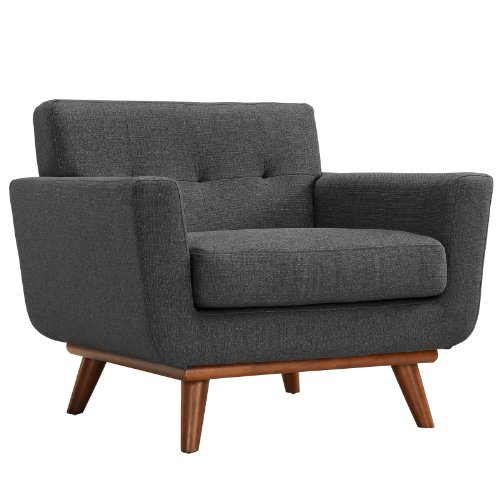 Sillón Moderno Tapizado Tela Gris miniatura 3