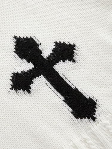 Floerns Women's Graphic Print Long Sleeve Distressed Trim V Neck Sweaters Crop Top4