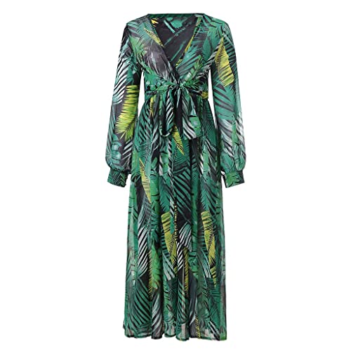 Jjhaevdy  Women's Long Sleeve Floral Maxi Dress V-Neck Casual Long Dresses Party Maxi Dress #TOP1
