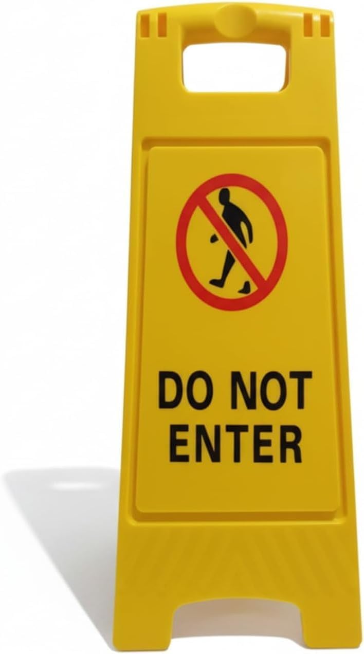 YSAMAX Do Not Enter Caution Sign Board, Foldable Safety Floor Stand, Bright Yellow, Lightweight & Portable, High-Visibility, Stand for Restricted Areas, Cleaning, Maintenance Zones