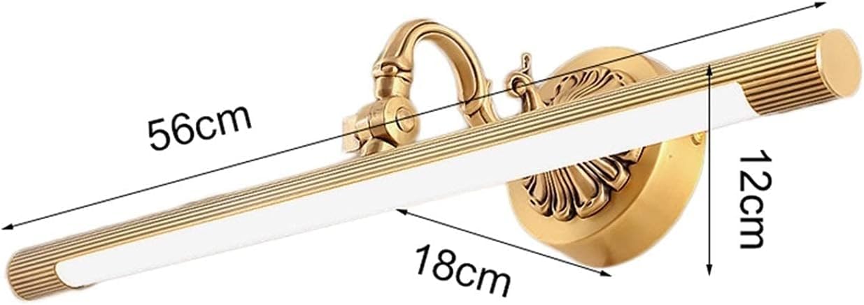 Aplique De Espejo Led Totalmente De Cobre - Lámpara De Tocador De Pared para Pasillo Y Vestidor, Iluminación Elegante, Diseño Moderno.,Black-56cm