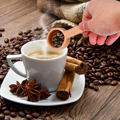 Dokeno Kaffeedosierlöffel Holz, 2 Stück Kaffeelöffel Portionierer Holz Kaffee Messlöffel Buche für Mehl/Teeblatt/Kaffeebohnen/Süßigkeiten/Gewürze -1 Esslöffel, 20ml/8g