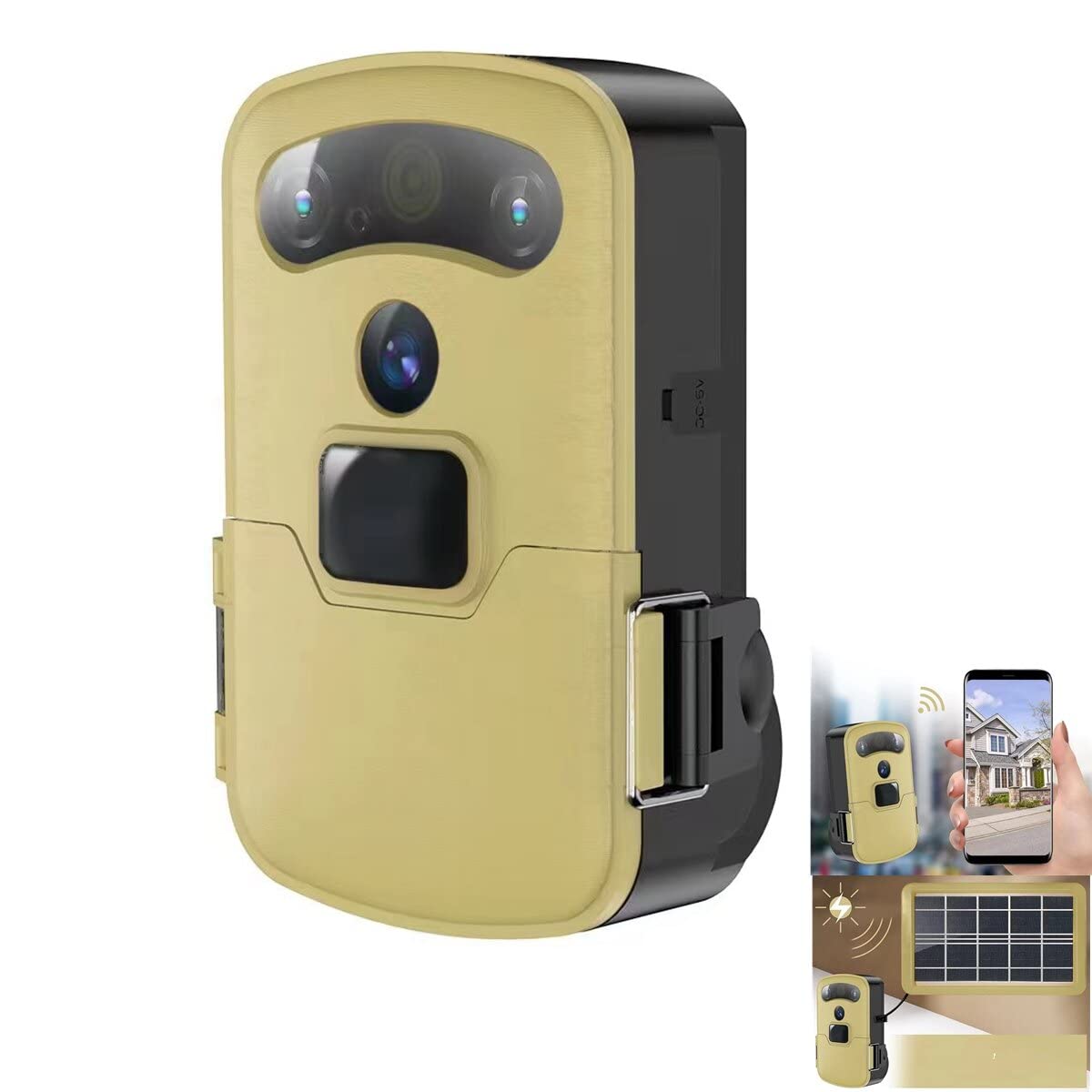 Solar Outdoor Trail Camera HD WIFI PIR Infrared Night Continuous Video Vision Motion Activated Hunting Trap Waterproof Wildlife Cam App Remote