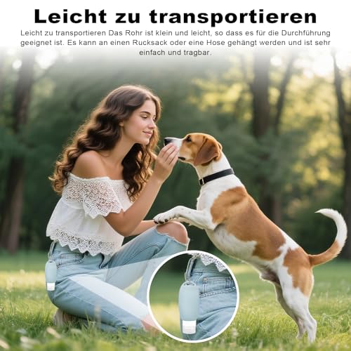 HAOQIAGA Futtertube zum Befüllen Hund, 90ml Befüllbare Tuben für Hunde Tube, 2 Stück Wiederverwendbar Silikon Reiseflaschen mit Karabine für Outdoor Haustier Draussen (Grün, Rosa)