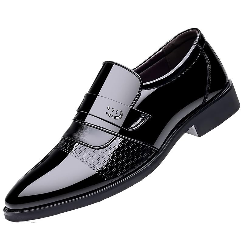 Mens Tuxedo Dress Classic Formal Oxfords Faux Patent Leather Shoe Dress Business Wedding Shoes