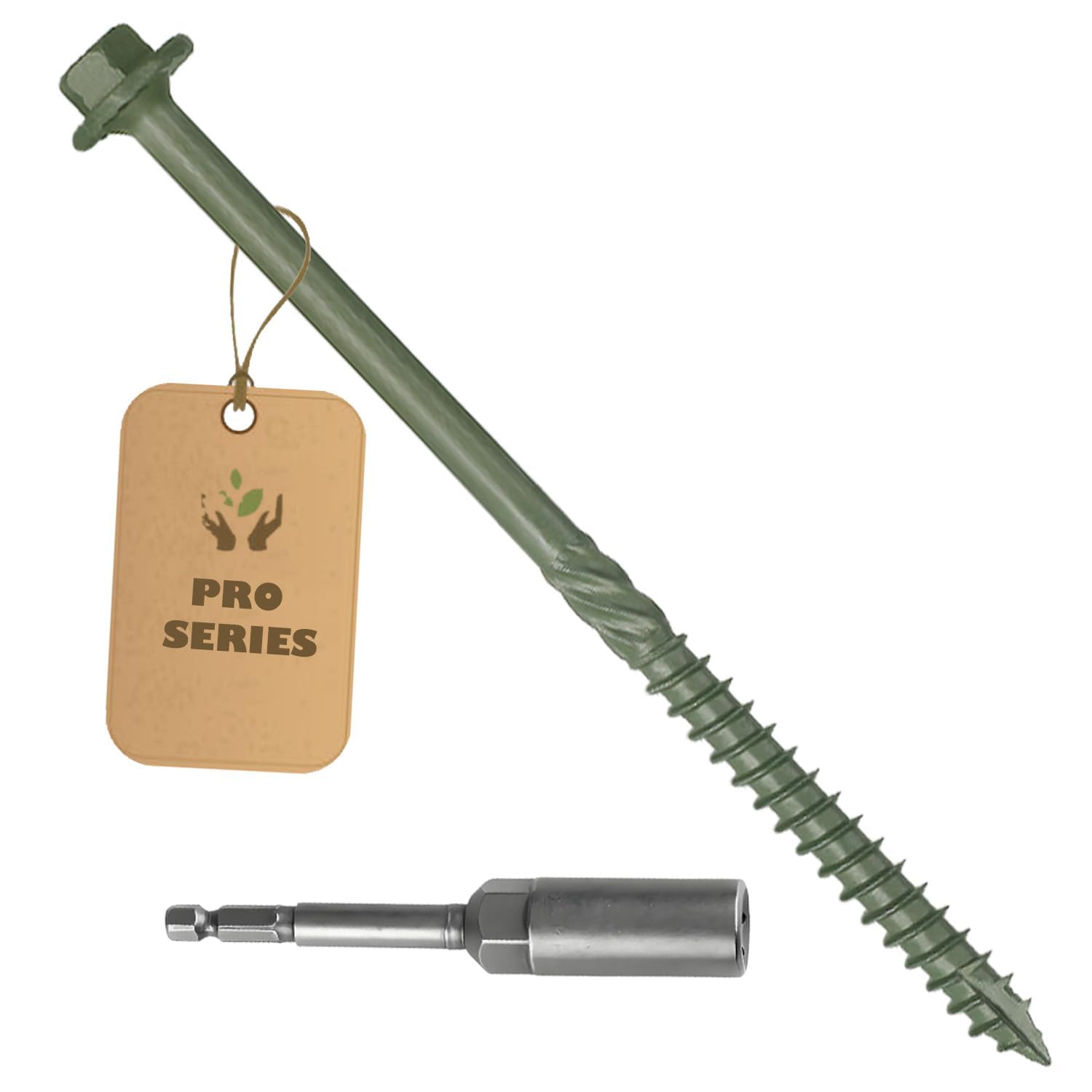 Tornillos de madera de 5/16 x 14 pulgadas, tornillos de madera estructurales resistentes con revestimiento exterior verde resistente al óxido, tornillos largos de madera para construcción, paisajismo
