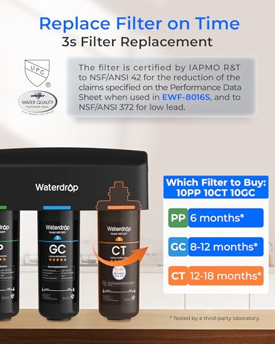 Image of Waterdrop TSB 8 Layer Under Sink Water Filter System, Under Sink Water Filtration System, Reduces PFAS, PFOA /PFOS, Fluoride, Chlorine, Bad Taste & Odor, NSF /ANSI 42 Certified, with Dedicated Faucet