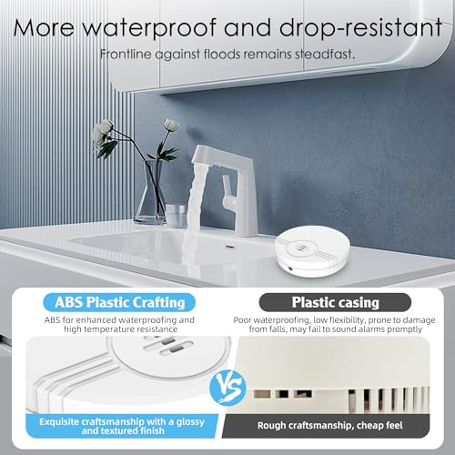 TOWODE-WiFi-Water-Leak-Detector-100db-Loud-Alarm-Water-Sensor-Alarm-and-App-Alerts-Suitable-for-Kitchen-Warehouse-Laundry-Toilet-for-Home-and-Basement-Water-Leak-Alert-with-APP-Push-2P-Round
