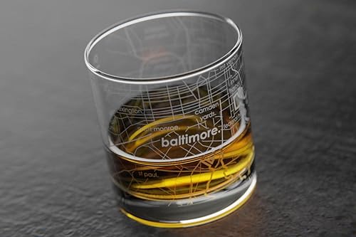 Vista 348 de Well Told Vaso grabado de Washington DC Map Rocks, vidrio de whisky antiguo (11 onzas, transparente), regalo para los amantes del whisky 147-Claro