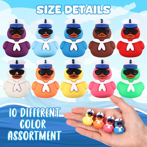 Image of Gejoy 50 Pcs Mini Sailing Rubber Ducks Sailor Captain Figurines Bulk Small Assorted Ships Captain Rubber Ducks for Birthday Gifts Party Exchanging Favors Holiday Decor Hunting