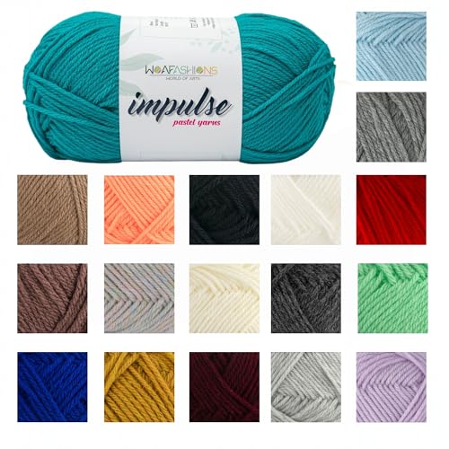 Image of WOAFashions Impulse Hand Knitting & Crochet Yarn, Premium Acrylic, 4 : Medium (Turquoise Blue) (2x100gms / 3.5oz / 200mtr / 218yds)