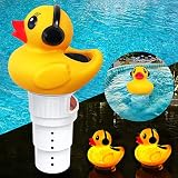 pastillas cloro piscina pequeña 【Capacidad Gigante + 100% Impermeable】: La capacidad general del soporte para tabletas de cloro es de 12 cm en el mercado, nuestro dispensador flotante de pato tiene una capacidad gigante de 21,5 cm que permite contener más tabletas químicas cada vez. El tambor dispensador permite almacenar 6 piezas de tabletas de 3 ”al mismo tiempo como máximo. La gran capacidad es un beneficio para el uso a largo plazo en lugar de la operación frecuente de colocación.