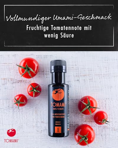 Tomami No.1 Umami Würzsauce 240ml - 100% Tomate - Vegan, Glutenfrei, Laktosefrei, Sojafrei - Intensiv-fruchtiger Geschmack - Für Fleisch, Fisch & Gemüse