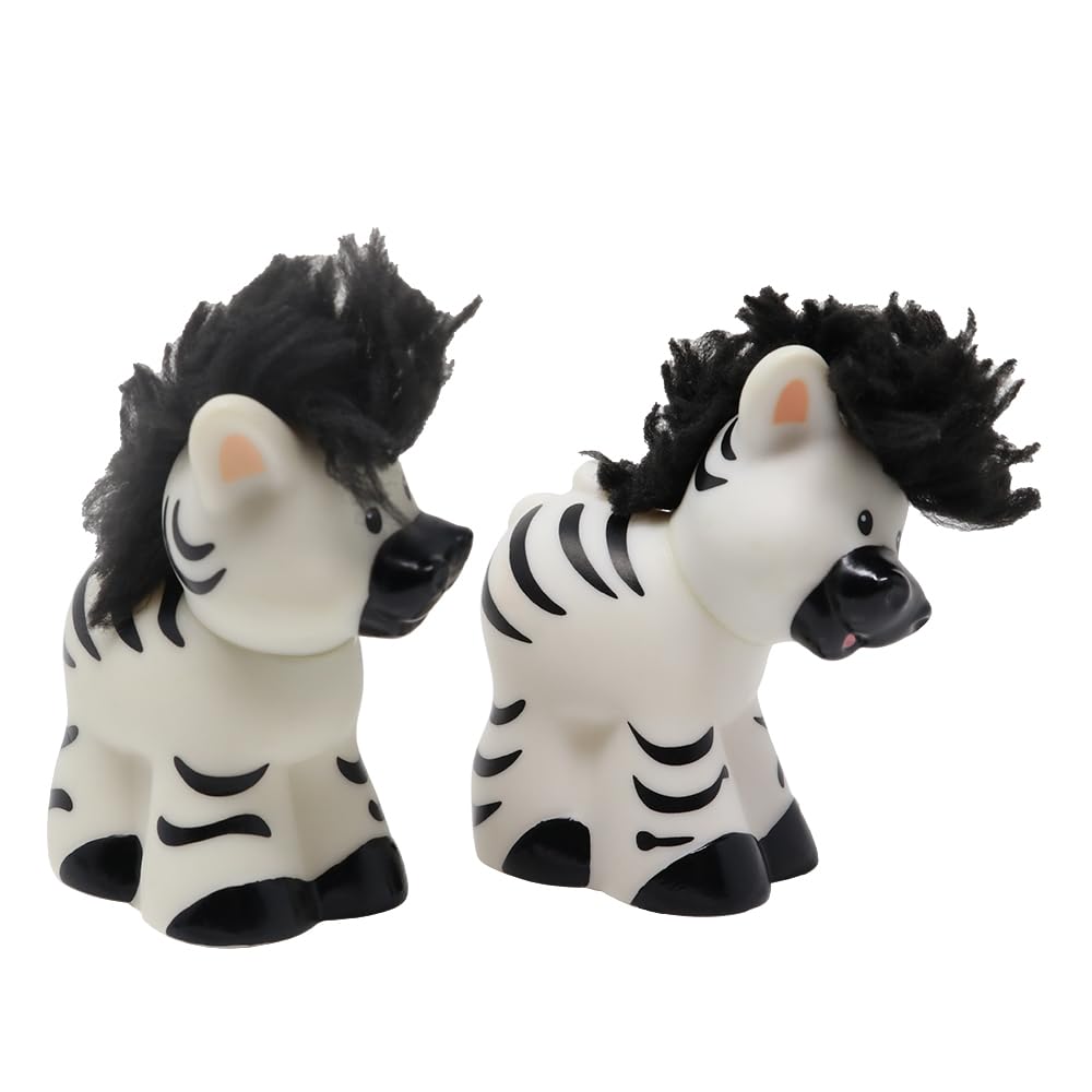 Fisher-Price Ersatzteile für Sammlerstück Little People Arche Noah oder Zoo Spielset K0475 - Ersatz Zebra Figuren mit Touch and Feel Mähnen - Marienkäfer auf Rücken und Kopf