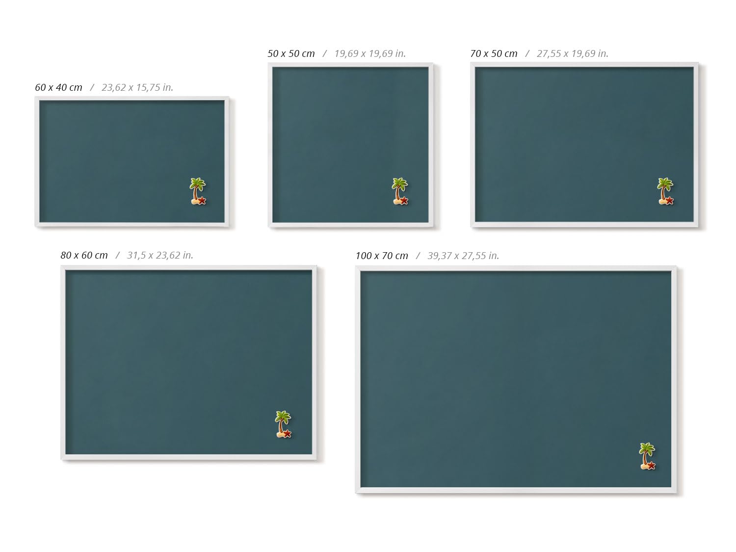 Tulup Bacheca Magnetica 60x40 cm – Design Minimal & Moderno – Decorazione da Parete – – Accessorio d’Arredo per Interni – Scrivania Creativa – Mood Board –Dunkelblaugrüne Farbe