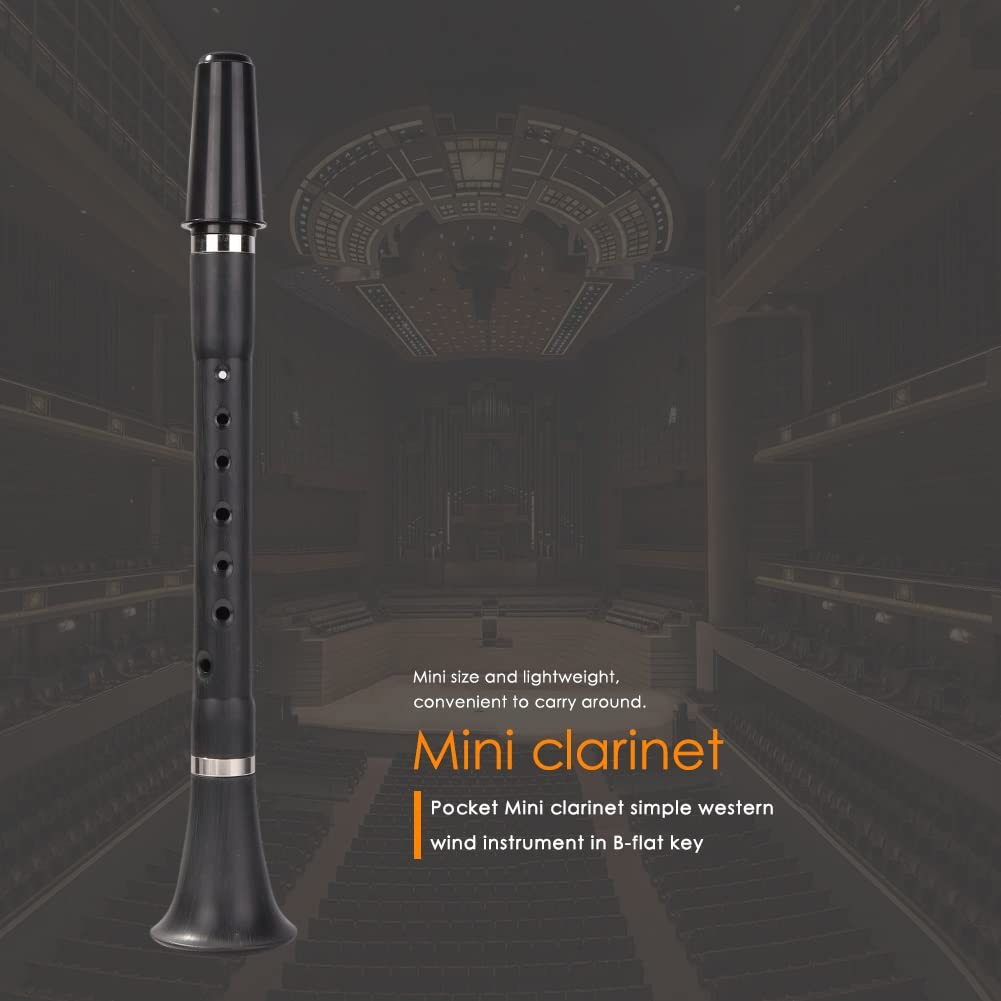 Mini clarinete Bb, instrumento de viento de madera de clarinete de bolsillo con bolsas de almacenamiento, instrumento musical for la práctica de principiantes