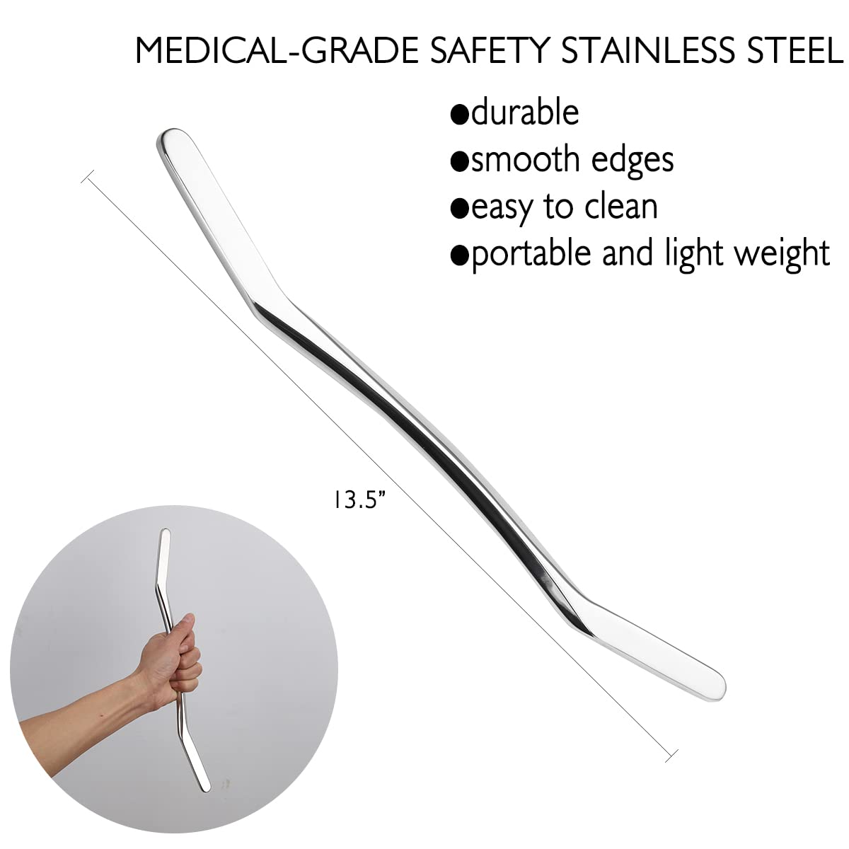 Herramienta de masaje de raspado Gua Sha, herramientas IASM, herramienta de barra larga para músculos grandes, gran herramienta de movilización de tejidos blandos, 13.5 pulgadas de largo (C)